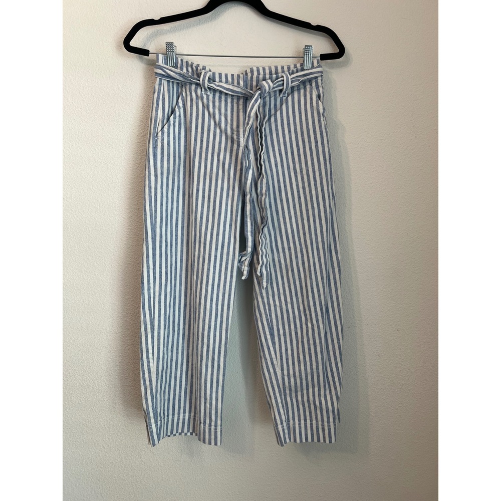 Vineyard Vines Blue Striped Cropped Pants with Tie Belt - Casual Summer